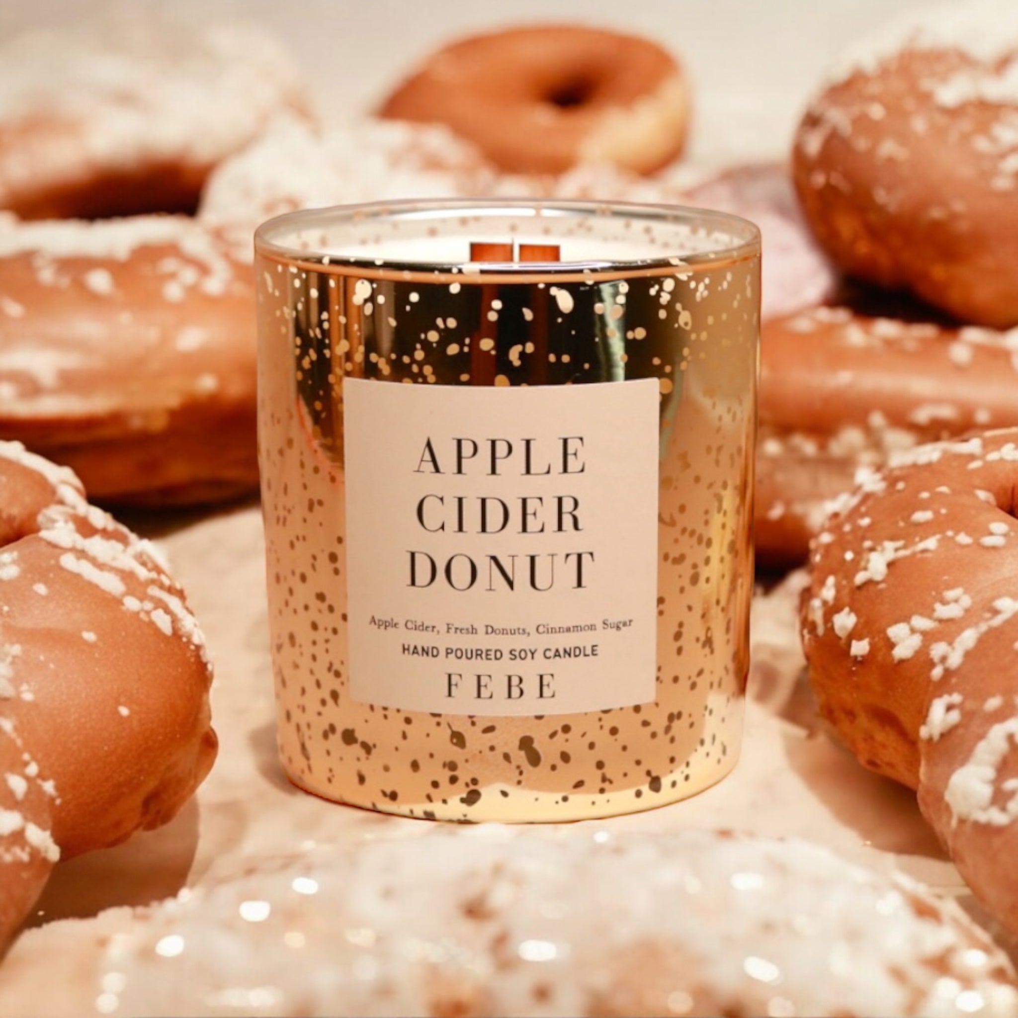 Apple Cider Donut - Apple Cider + Fresh Donuts 10oz Gold Glass Candle