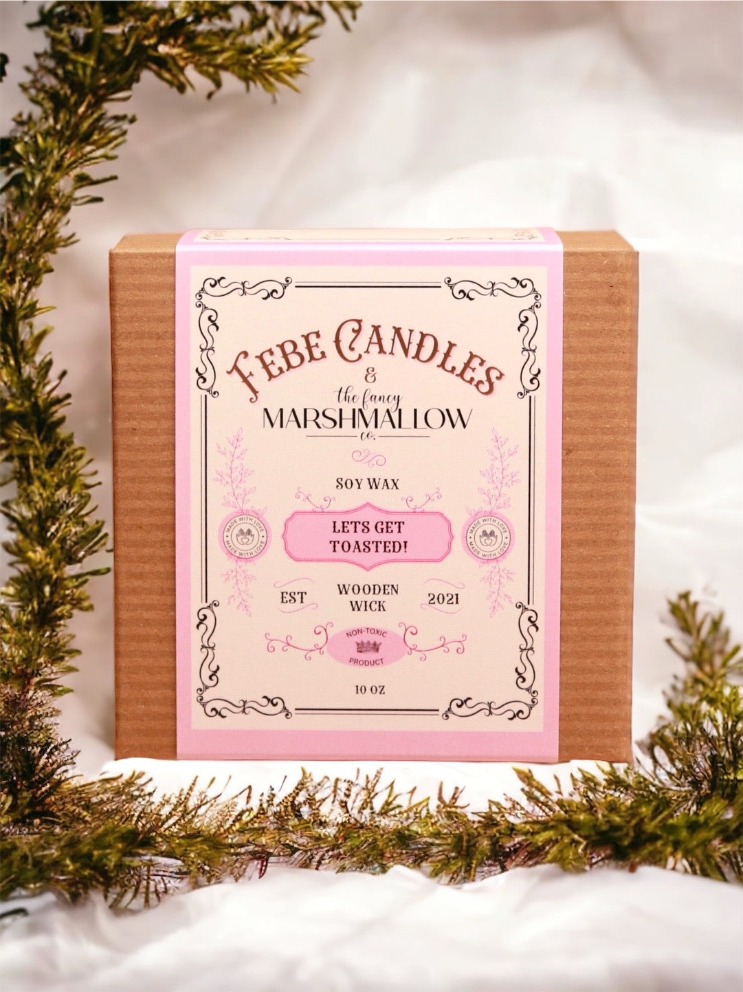 Lets Get Toasted! - Toasted Marshmallow 10oz Gold Glass Candle