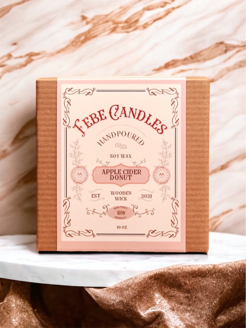 Apple Cider Donut - Apple Cider + Fresh Donuts 10oz Gold Glass Candle