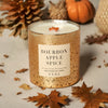 Bourbon Apple Spice - Warm Spices + Bourbon 10oz Gold Glass Candle