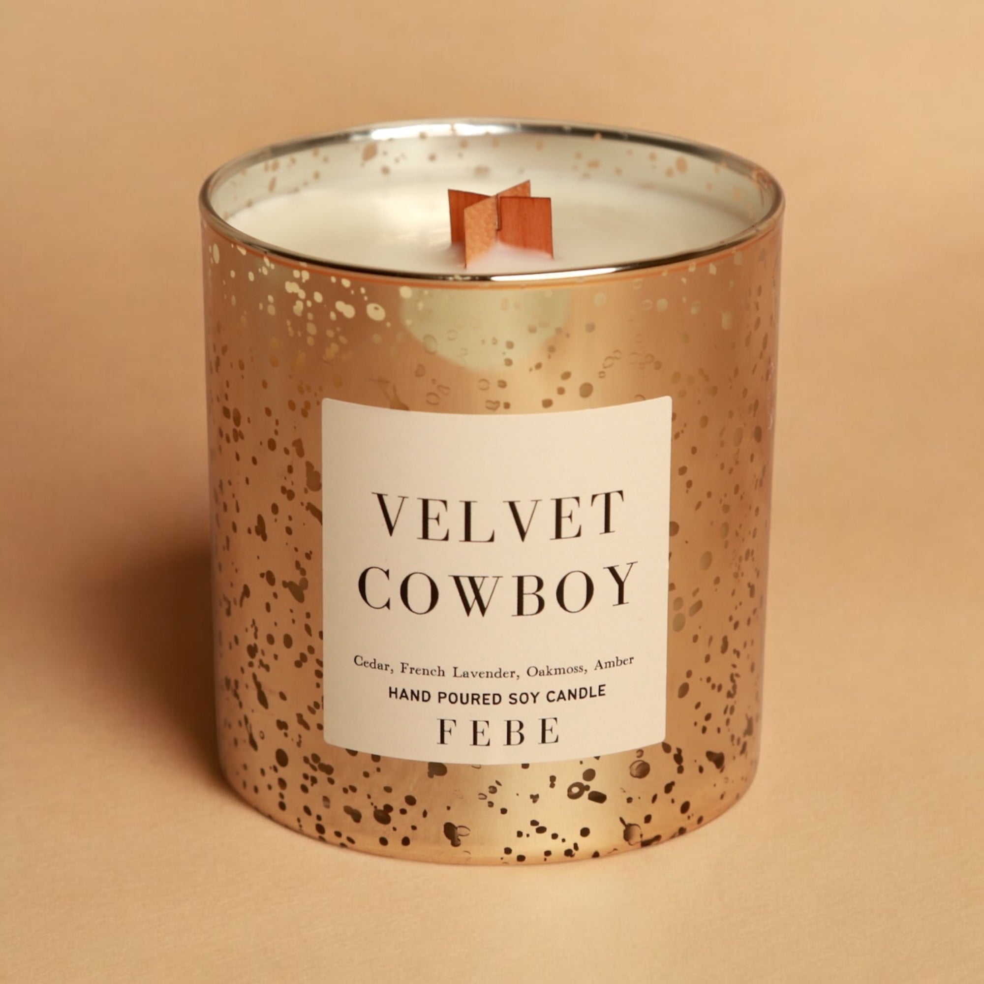 Velvet Cowboy - Cedarwood + Lavender 10 oz Gold Glass Candle