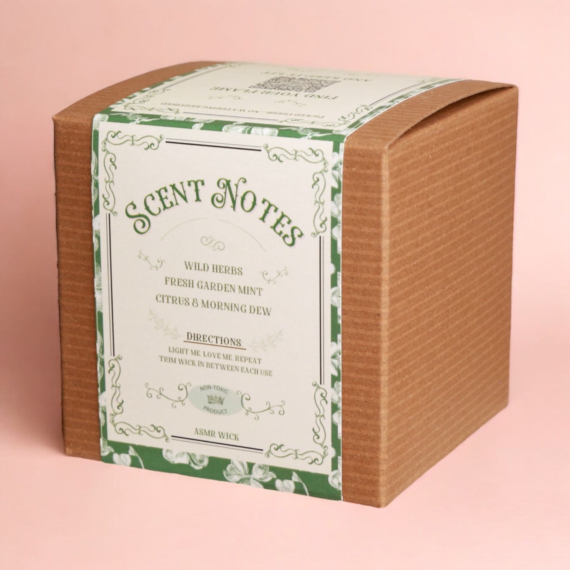 Garden Mint- Mint Leaves & Wild Herbs 10oz Gold Glass Candle