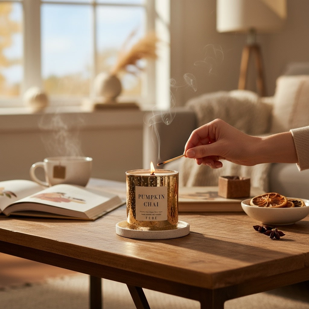 Pumpkin Chai- Chai & Warm Spices 10 oz Gold Glass Candle