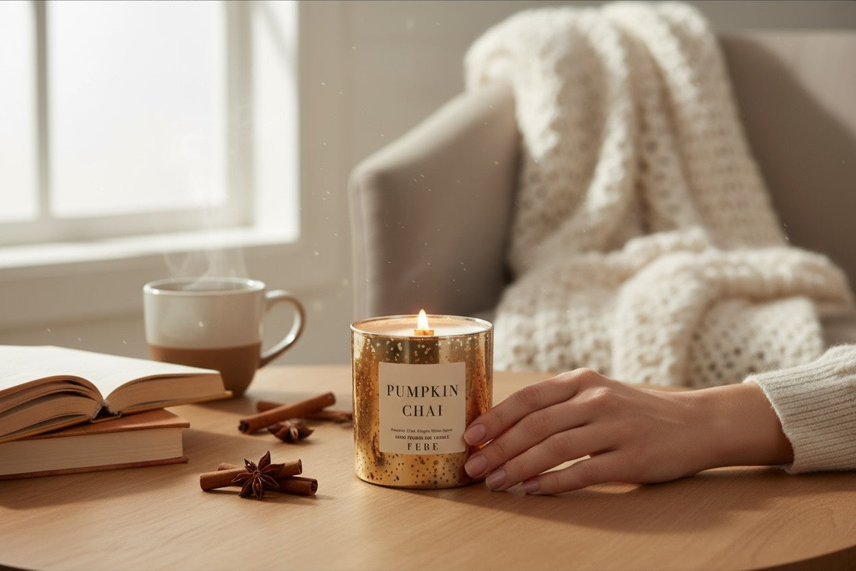 Pumpkin Chai- Chai & Warm Spices 10 oz Gold Glass Candle