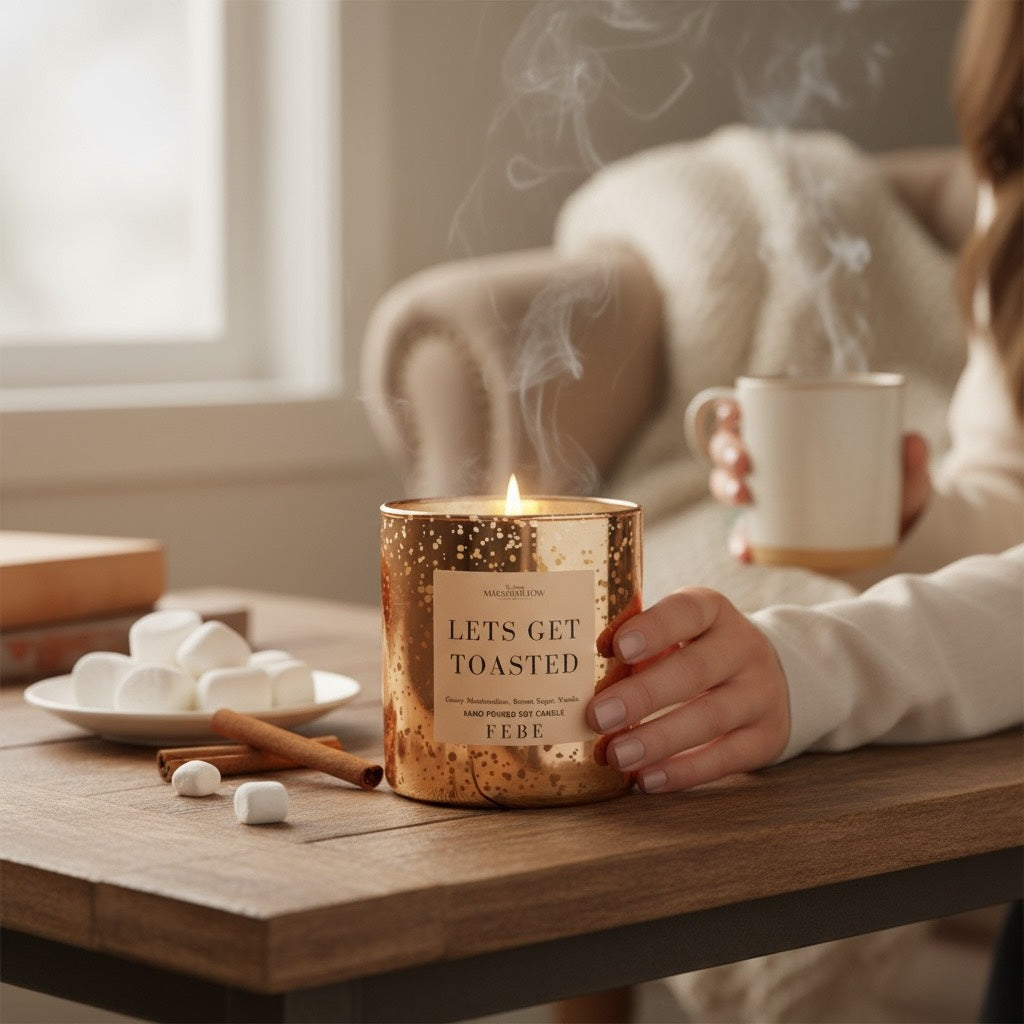 Lets Get Toasted! - Toasted Marshmallow 10oz Gold Glass Candle