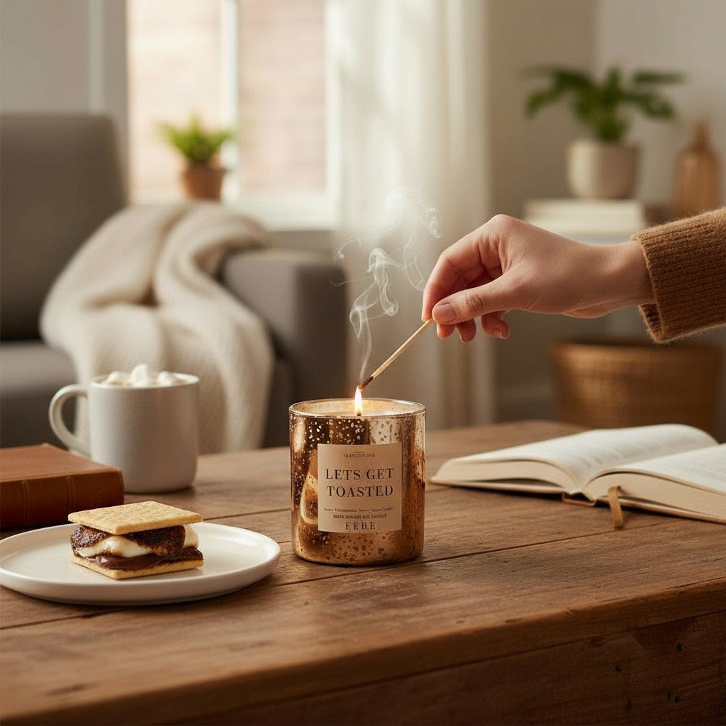 Lets Get Toasted! - Toasted Marshmallow 10oz Gold Glass Candle