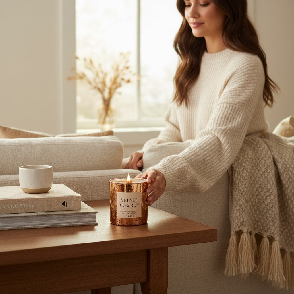 Velvet Cowboy - Cedarwood + Lavender 10 oz Gold Glass Candle