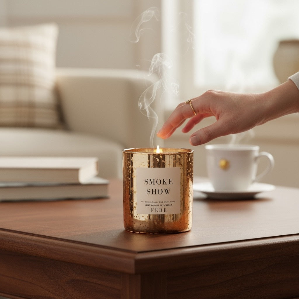 Smoke Show - Oak Embers + Amber 10oz Gold Glass Candle
