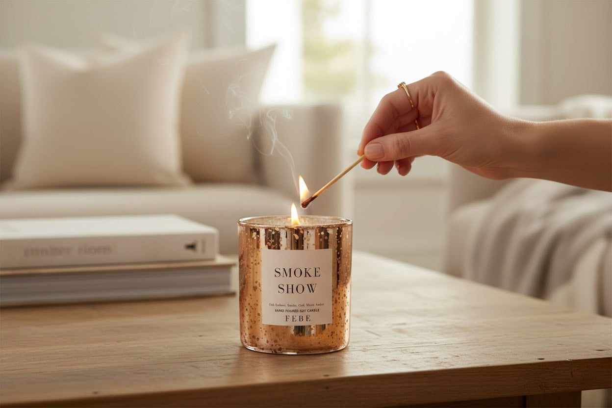 Smoke Show - Oak Embers + Amber 10oz Gold Glass Candle