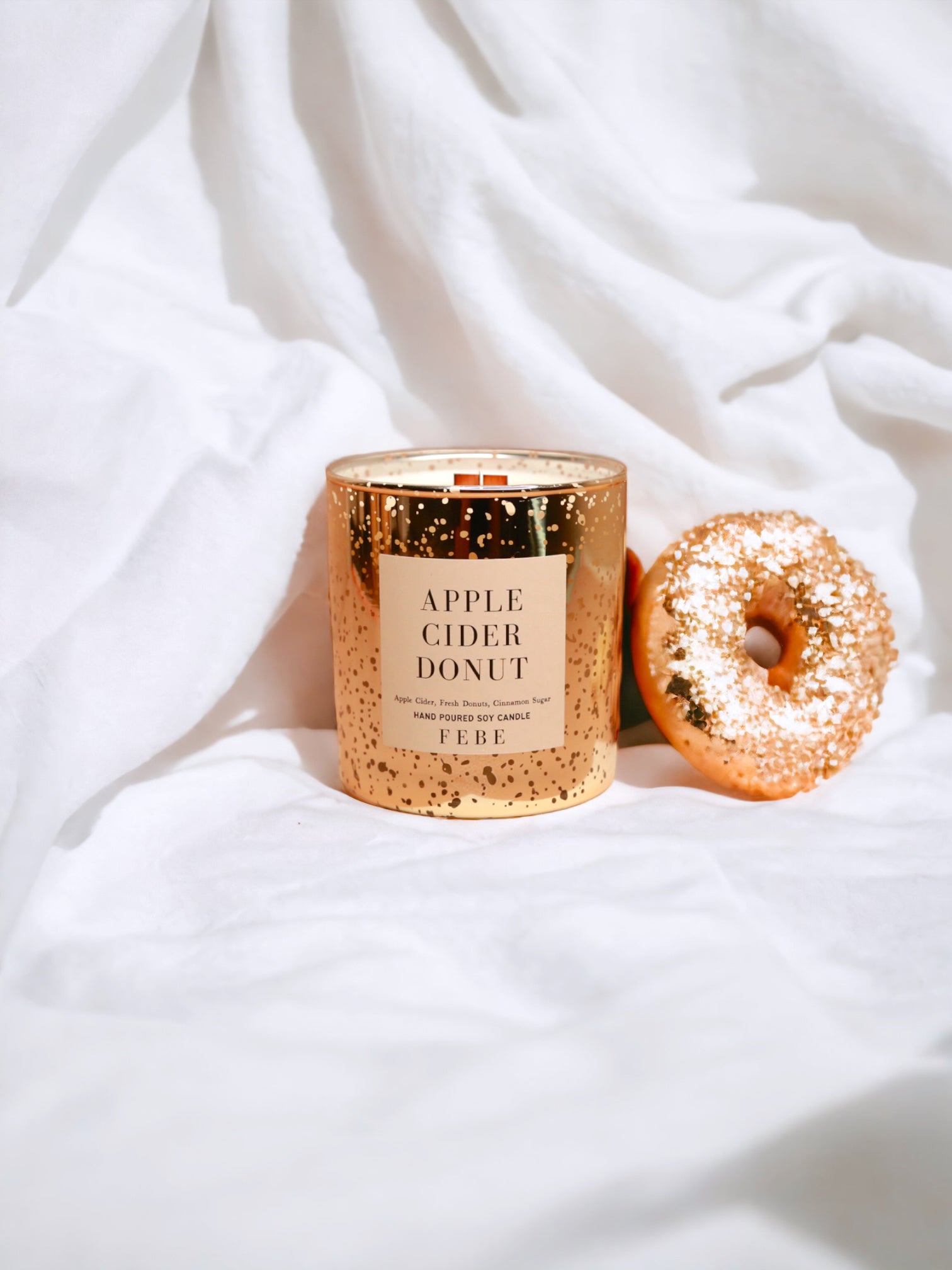 Apple Cider Donut - Apple Cider + Fresh Donuts 10oz Gold Glass Candle