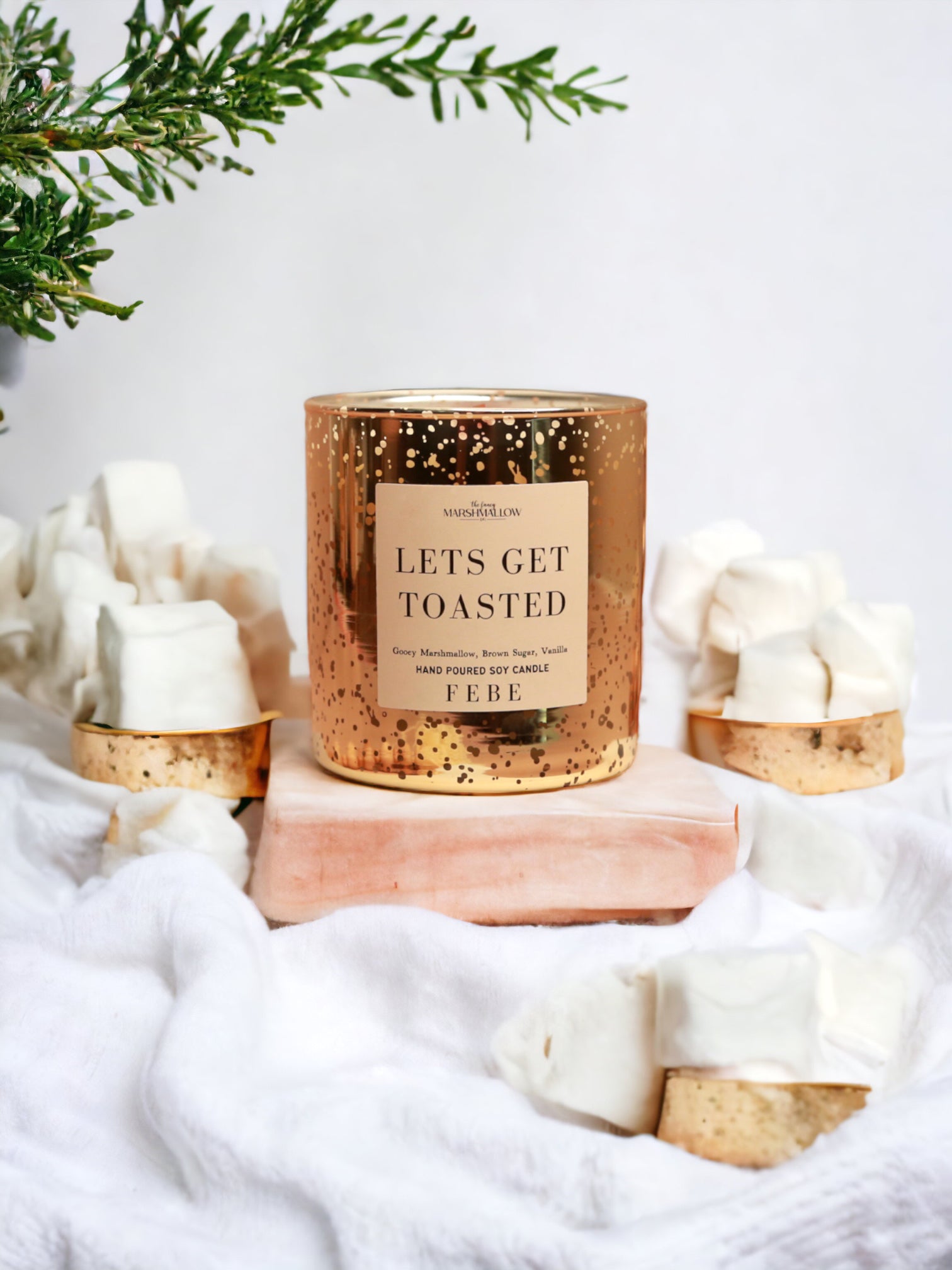 Lets Get Toasted! - Toasted Marshmallow 10oz Gold Glass Candle