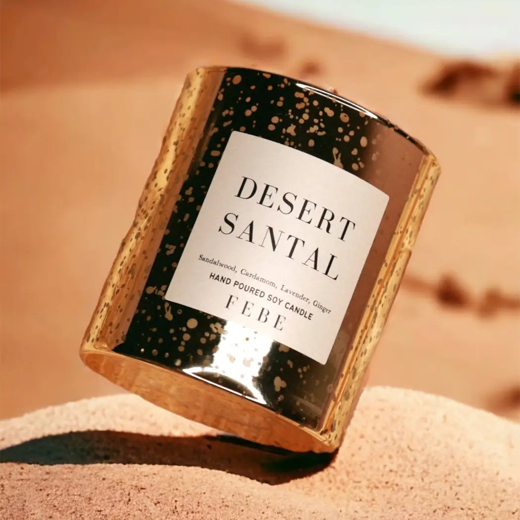 Desert Santal- Ginger & Lavender 10oz Gold Glass Candle