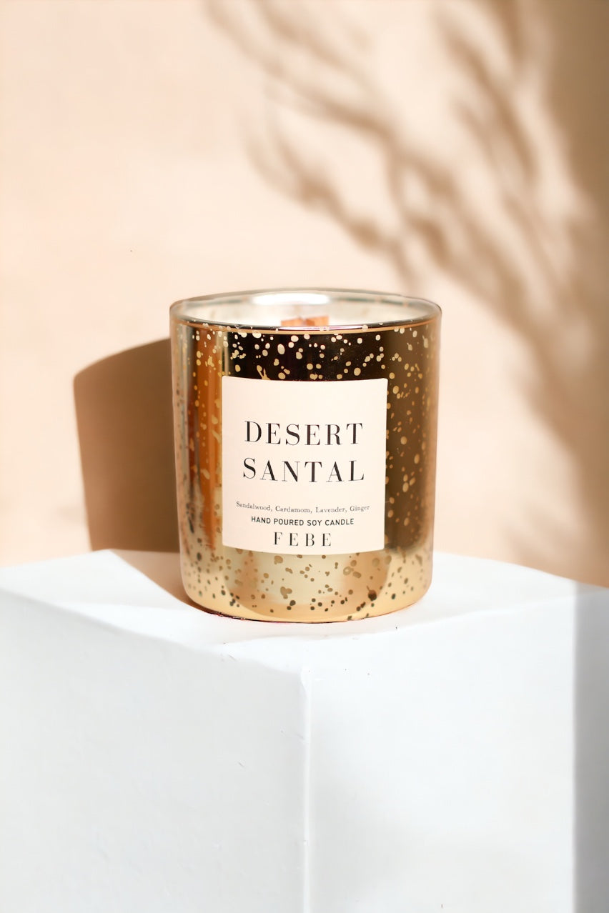 Desert Santal- Ginger & Lavender 10oz Gold Glass Candle