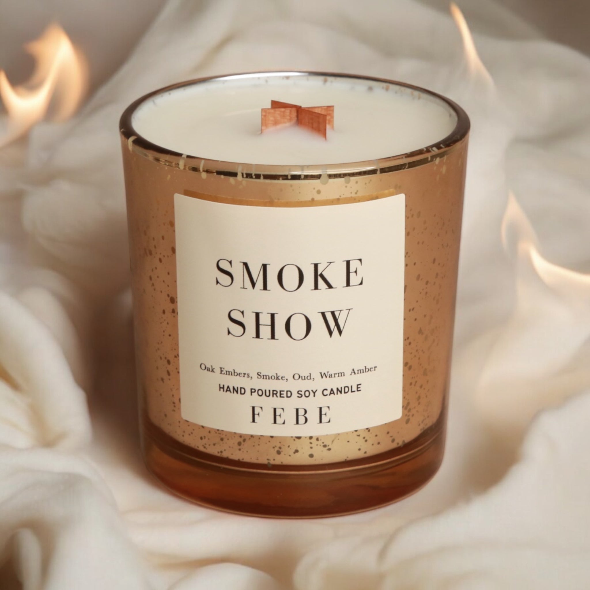 Smoke Show - Oak Embers + Amber 7 oz Gold Glass Candle
