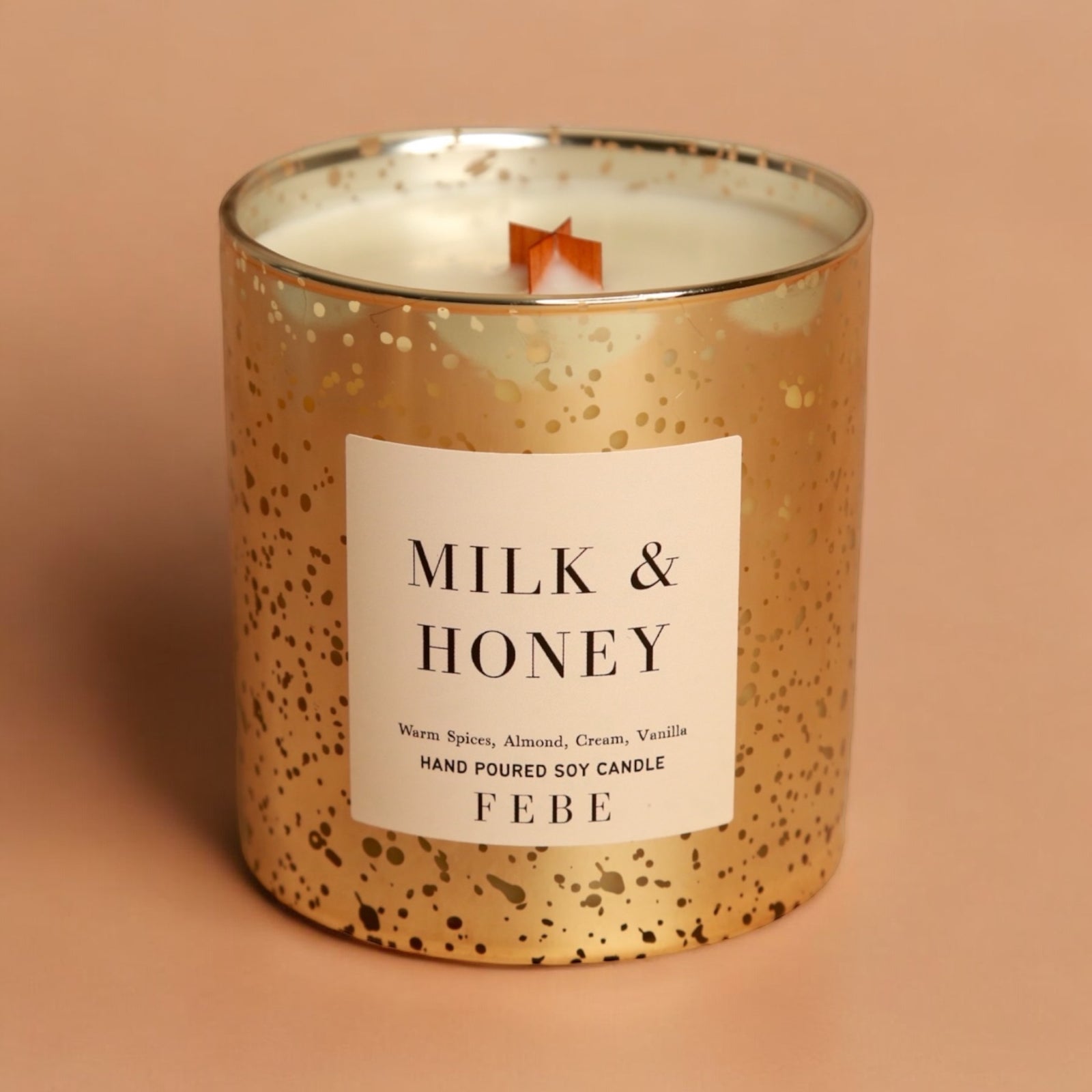 Milk & Honey - Vanilla & Cinnamon 10oz Gold Glass Candle