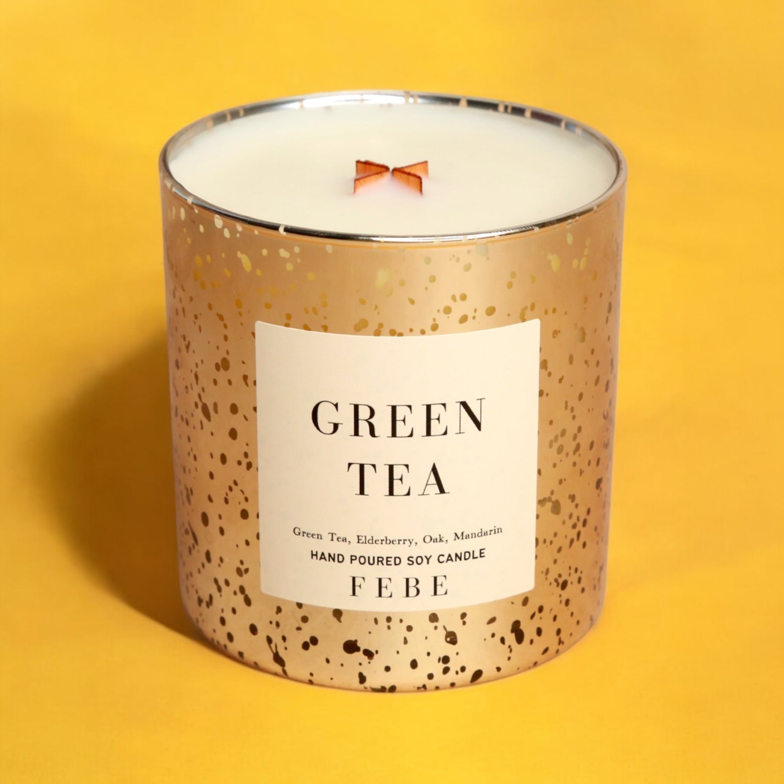 Green Tea- Herbal Tea & Florals 10oz Gold Glass Candle