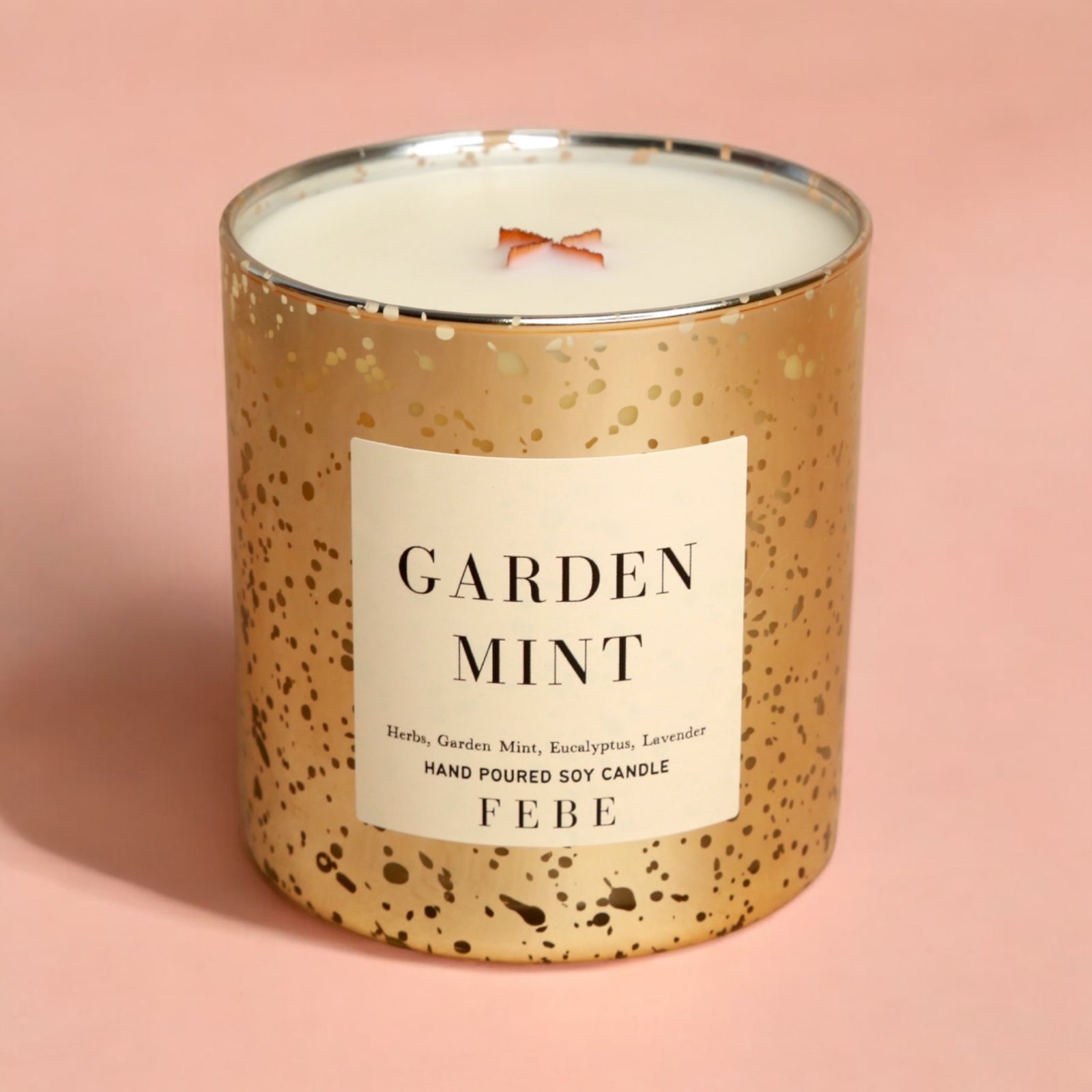 Garden Mint- Mint Leaves & Wild Herbs 10oz Gold Glass Candle