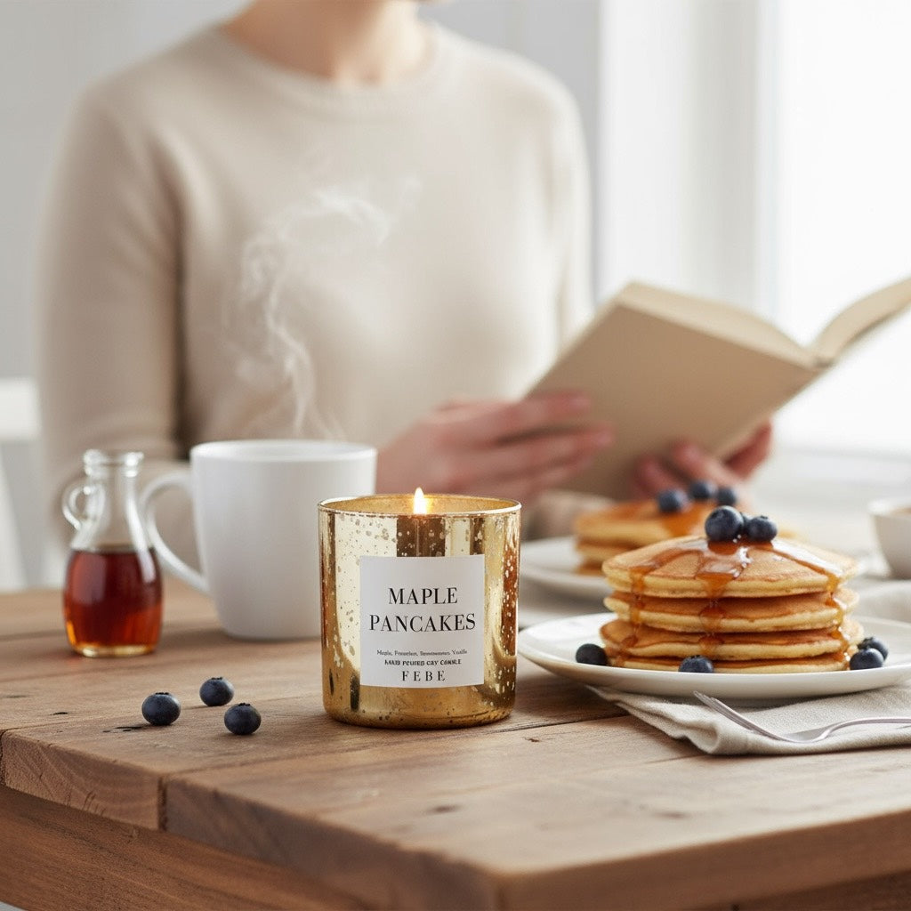 Maple Pancakes - Maple Butter & Pancakes 10oz Gold Glass Candle