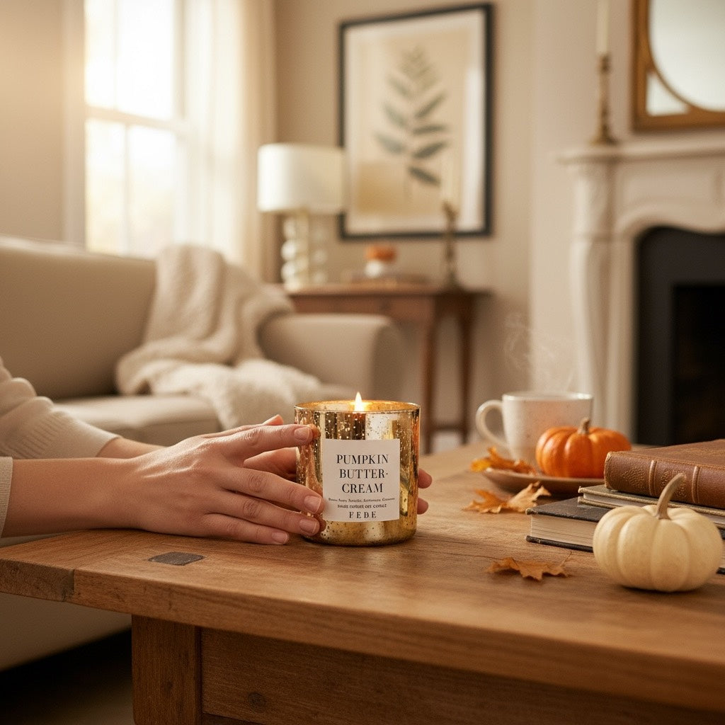 Pumpkin Buttercream- 10oz Gold Glass Candle