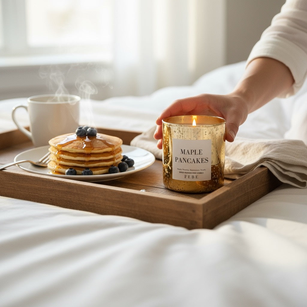 Maple Pancakes - Maple Butter & Pancakes 10oz Gold Glass Candle