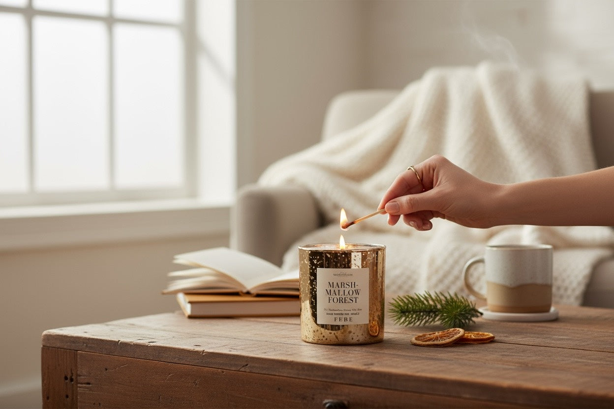 Marshmallow Forest- Marshmallow & Pine 10oz Gold Glass Candle