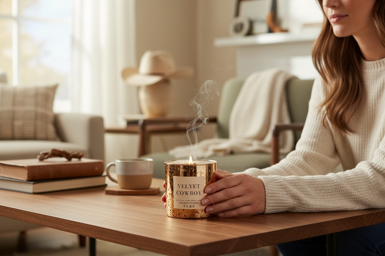 Velvet Cowboy - Cedarwood + Lavender 10 oz Gold Glass Candle