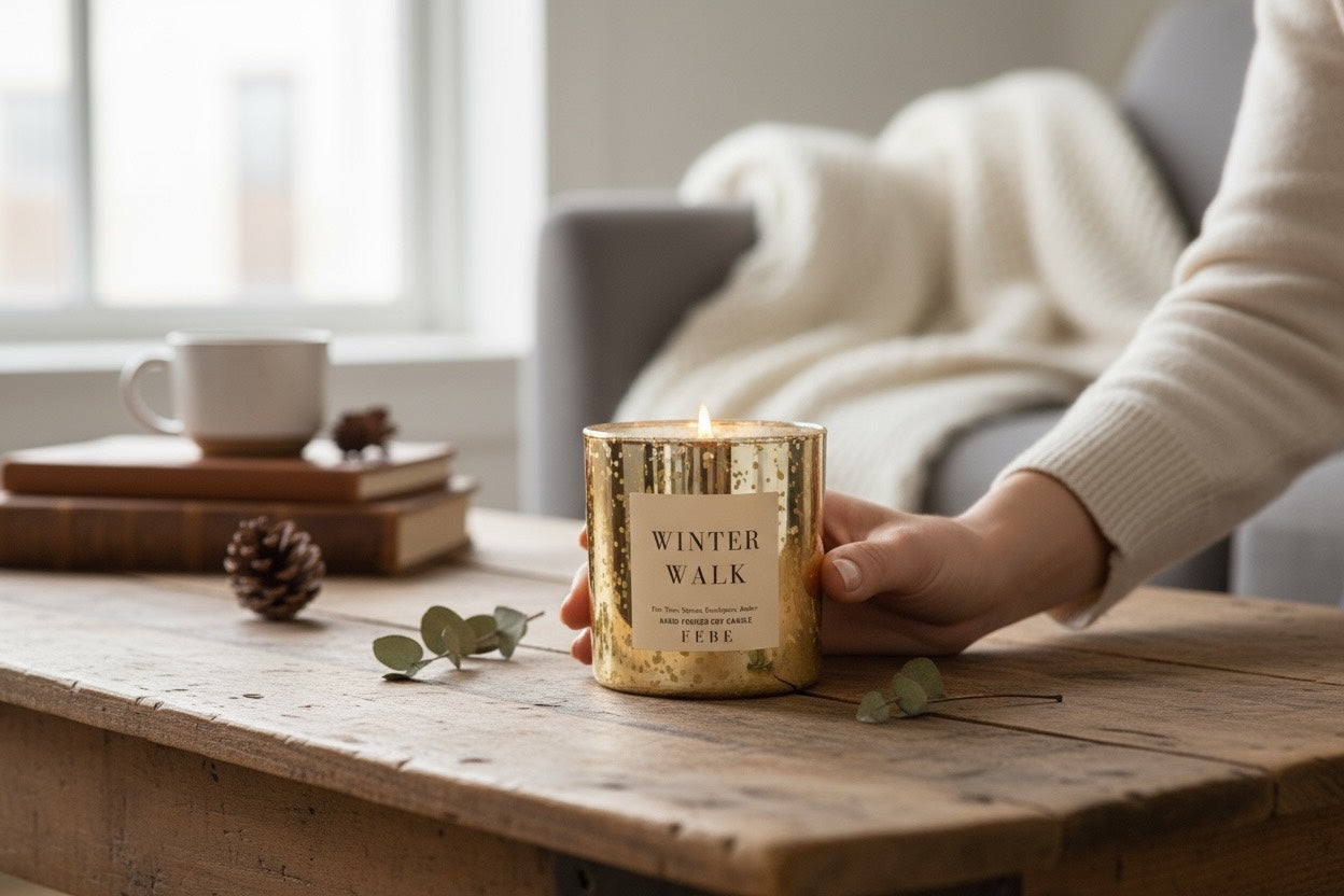 Winter Walk- Fir Tree & Spruce 10oz Gold Glass Candle