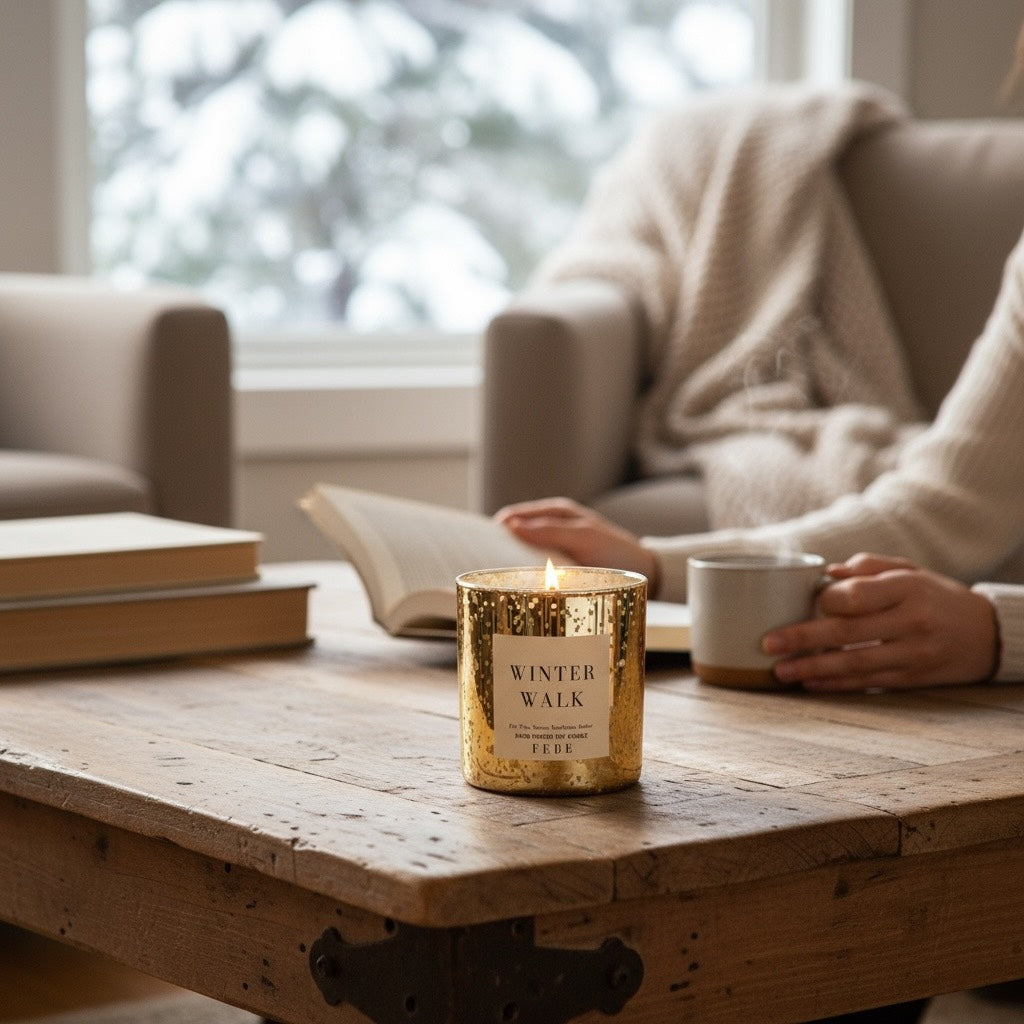 Winter Walk- Fir Tree & Spruce 10oz Gold Glass Candle