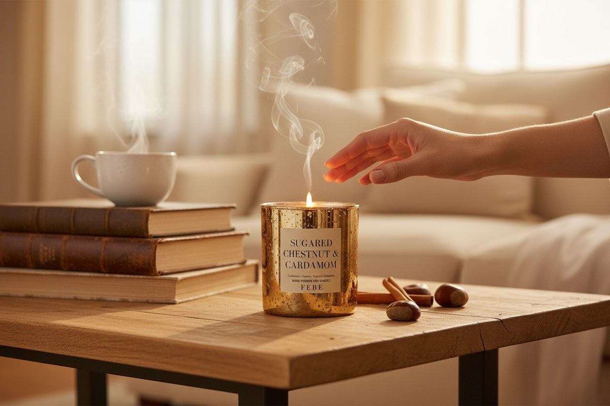 Sugared Chestnut -Cardamom + Chestnut 10oz Glass Soy Candle