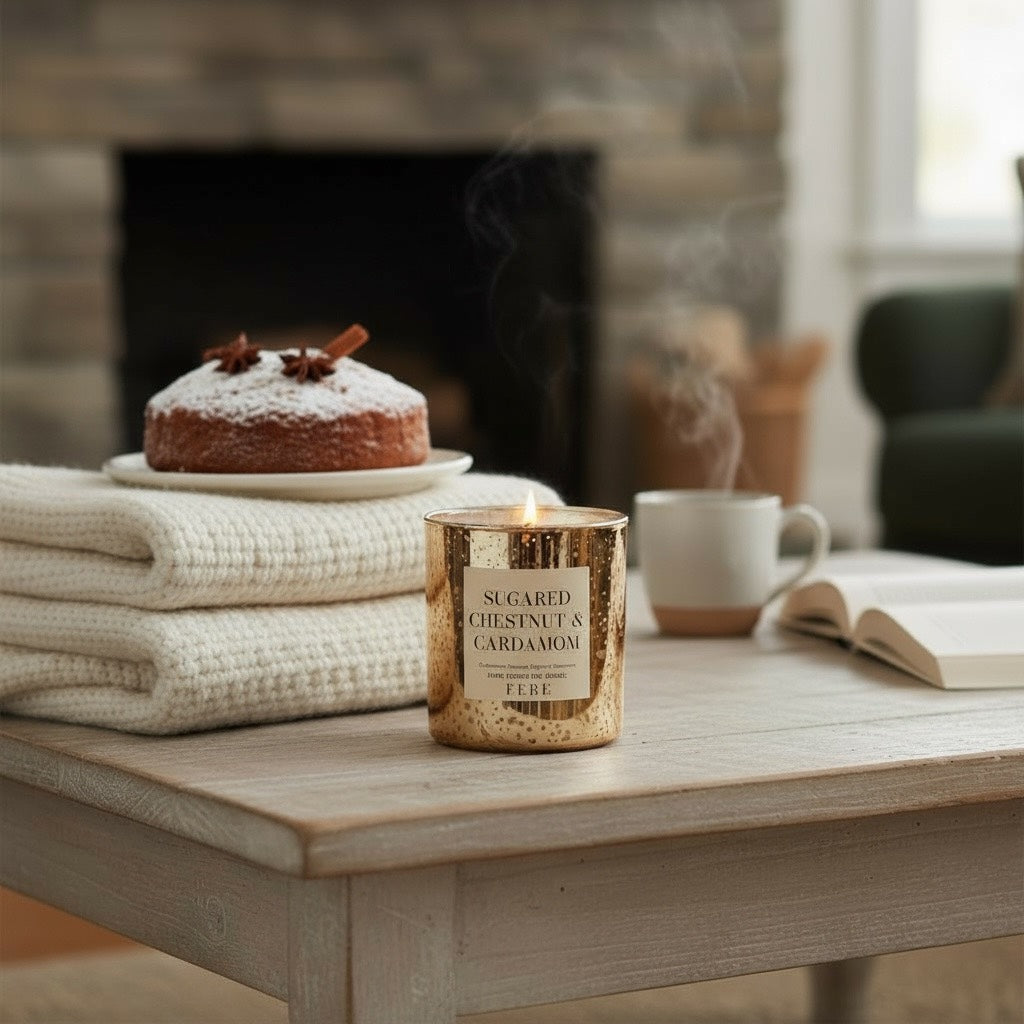 Sugared Chestnut -Cardamom + Chestnut 10oz Glass Soy Candle