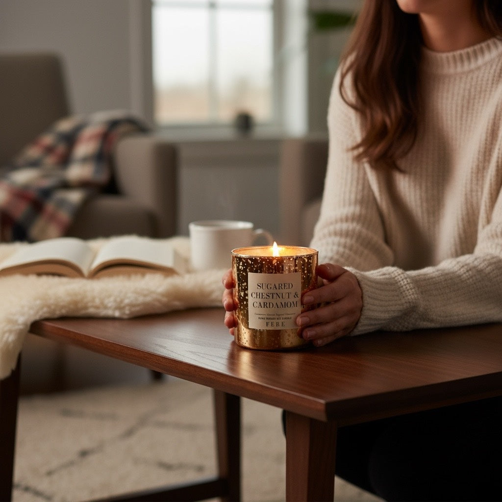 Sugared Chestnut -Cardamom + Chestnut 10oz Glass Soy Candle